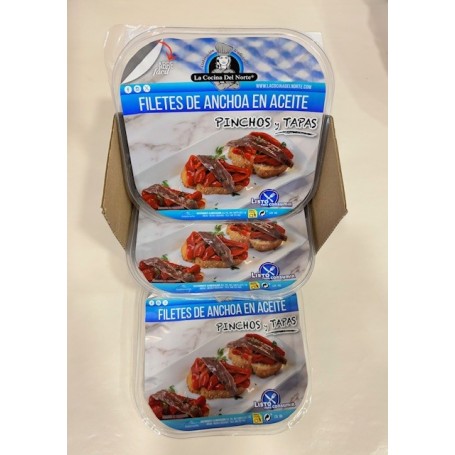 Caja de Tarrinas Anchoas del Cantábrico en aceite La Cocina del Norte